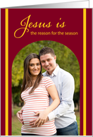 Jesus is the Reason for the Season Christmas Burgundy card