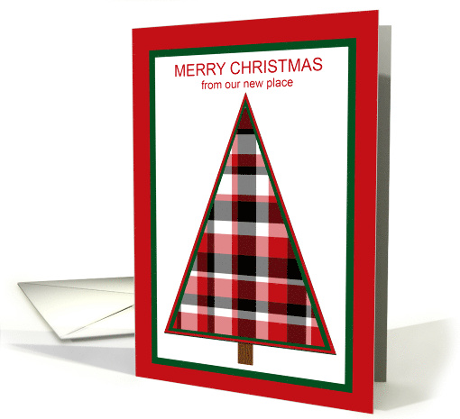 New Home Merry Christmas Red White and Black Christmas Tree card