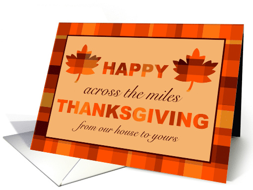 Across the Miles Orange Plaid Happy Thanksgiving card (1948960)