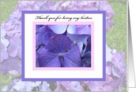 Hostess thank you card -- Hydrangea Blossoms card