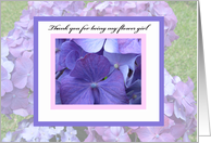 Flower girl thank you card -- Hydrangea Blossoms card