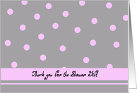 Wedding Shower Thank You -- Light Pink Polka Dots card