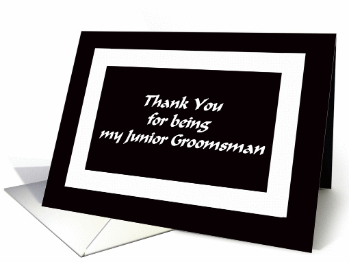 Junior Groomsman Thank You Card -- Black and White Graphic card