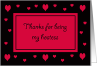 Hostess Thank You Card -- Hearts card