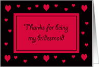 Bridesmaid Thank You Card -- Hearts card