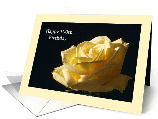 100th Birthday Card -- Yellow Rose card (207617)
