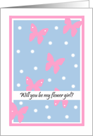 Flower Girl Card -- Pink Butterflies card