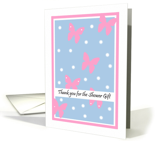 Bridal Shower Thank You Card -- Pink Butterflies card (208486)