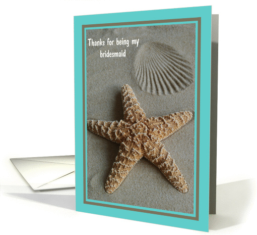 Bridesmaid Thank You Card -- Aqua Beach Theme card (212310)