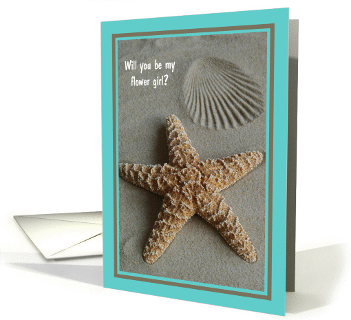 Flower Girl Card -- Aqua Beach Theme card (212348)