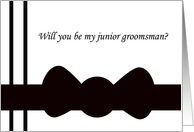 Junior Groomsman Card -- Black Bow tie card