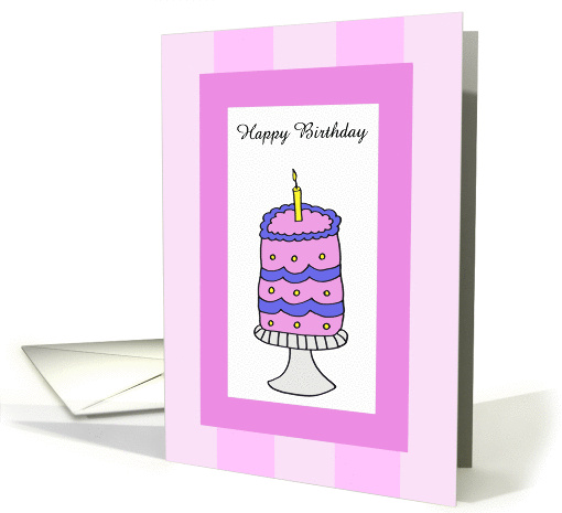 Birthday Card for Her -- Pink Birthday Cake card (218661)