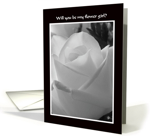 Flower Girl Card -- Black and White Rose Design card (238491)