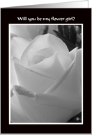 Flower Girl Card -- Black and White Rose Design card