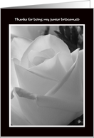 Junior Bridesmaid Thank You Card -- Black and White Rose Design card