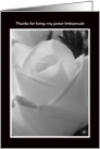 Junior Bridesmaid Thank You Card -- Black and White Rose Design card