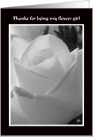 Flower Girl Thank You Card -- Black and White Rose Design card