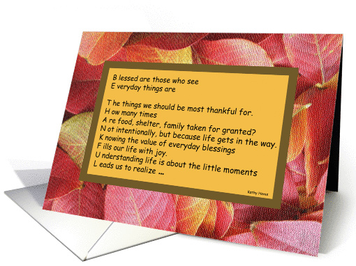 Thanksgiving Cards -- Be Thankful A Thanksgiving Poem card (271250)
