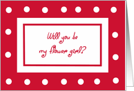 Be My Flower Girl Card -- Red with White Polka Dots card