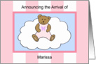 Marissa Girl Announcement card