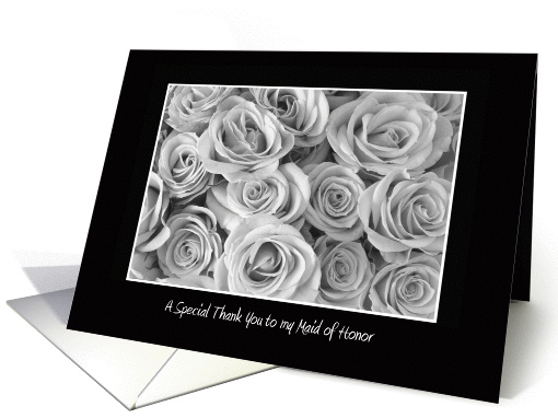 Maid of Honor Thank You Card -- Black and White Roses card (366142)
