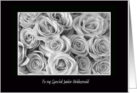 Junior Bridesmaid Thank You Card -- Black and White Roses card