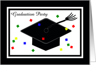 Graduation Party Invitation Card -- Graduation Cap and Confetti card