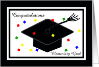 Elementary School Graduation Card -- Graduation Cap and Confetti card