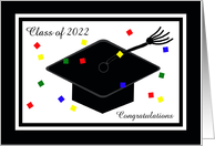 Class of Graduation with Cap and Confetti card