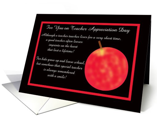 Teacher Appreciation Day Card -- Teacher Appreciation Poem card