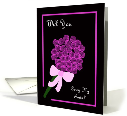 Carry My Train Invitation -- Rose Bouquet card (423683)