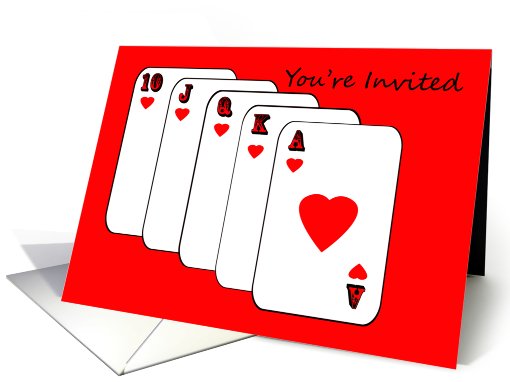 Poker Birthday Party Invitation -- Royal Flush card (434745)