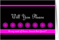 Best Friend Maid of Honor Card -- Dance of the Pink Flowers card