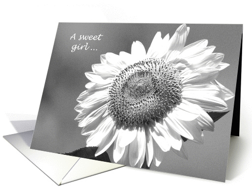 Flower Girl Invitation Card -- Black and White Mammoth Sunflower card