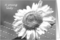 Junior Bridesmaid Invitation Card -- Black and White Mammoth Sunflower card