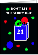 21st Surprise Birthday Party Invitation -- Don’t Let the Secret Out of the Bag card