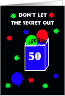 50th Surprise Birthday Party Invitation -- Don’t Let the Secret Out of the Bag card