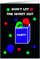 Surprise Birthday Party Invitation -- Don’t Let the Secret Out of the Bag card