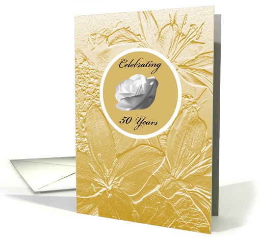 50th Wedding Anniversary Invitation -- Golden Flowers card (450909)