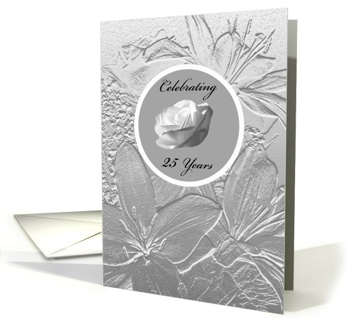 25th Wedding Anniversary Invitation -- Silver Flowers card (450931)