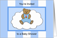 Teddy Bear Baby Boy Shower Invitation card