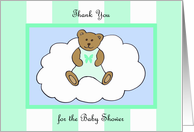 Baby Shower Hostess Thank You Card -- Teddy Bear in Green card