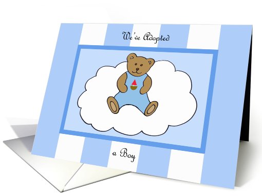 Adoption Announcement Card -- Teddy Bear in Blue card (453387)
