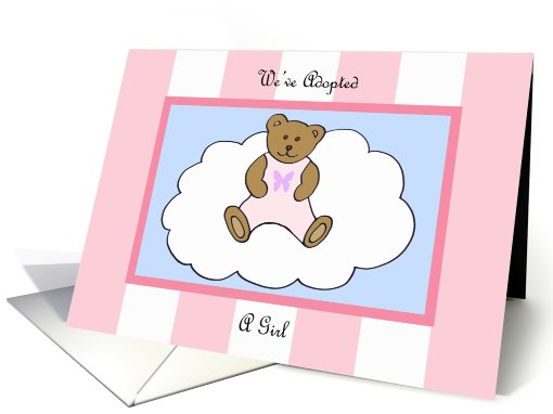Adoption Announcement Card -- Teddy Bear in Pink card (453390)