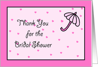 Bridal Shower Host Thank You Card -- Pink Umbrella and Hearts card