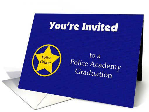 Police Academy Graduation Invitations -- Navy Blue with Badge card
