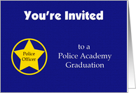 Police Academy Graduation Invitations -- Navy Blue with Badge card