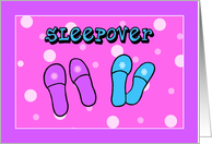 Sleepover Party Invitation -- Slippers and Polka Dots card