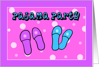 Pajama Party Invitation -- Slippers and Polka Dots card