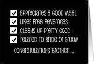 Funny Brother Groomsman Card -- Qualified to be a Groomsman? card